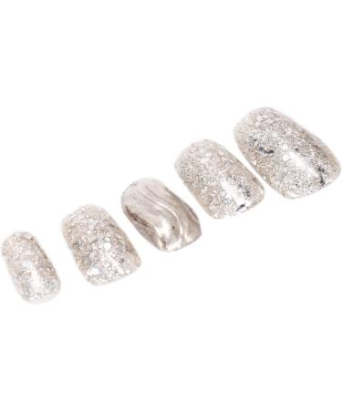jayzee Natural False Nails Artificial Tip Manicure Phototherapy Nails Water Ripple Tablets Silver Gradient Color Nail Patch for Nail Art Salons and Home - Buy Online on GoSupps.com
