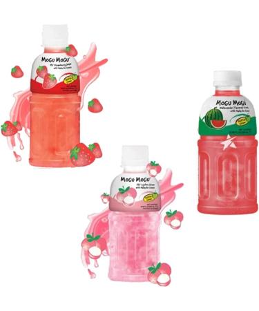 MOGU MOGU Strawberry Lychee Mango Melon Watermelon Grape Orange PINA Colada & Coconut Juice Fruit Flavors 320ML x 15 Bottles - Buy Online on GoSupps.com