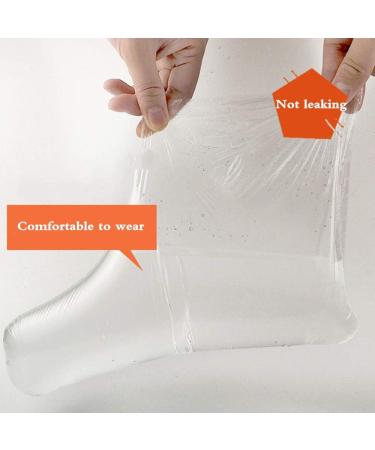 100Pcs Clear Plastic Disposable Booties for Foot with 100 Stickers for Snug Closure for Foot Pedicure Hot Spa Wax Treatment Foot - Buy Online on GoSupps.com