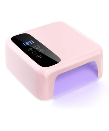 Cordless Led Nail Lamp, BETE Wireless Nail Dryer, 72W Rechargeable Led Nail Light, Portable Gel UV Led Nail Lamp with 4 Timer Setting Sensor and LCD Display, Professional Led Nail Lamp for Gel Polish Pink