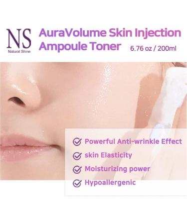 Aura Volume Skin Injection Ampoule Toner | Peptide-Packed Elasticity Booster | Green Tea Pomegranate & Lavender Oils | 6.7 fl oz - Buy Online on GoSupps.com