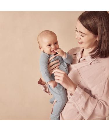 MORI Organic Cotton/Bamboo Zip Up Sleepsuit for Baby Boys/Girls | 18-24 Months | Ribbed Blue - Buy Online on GoSupps.com