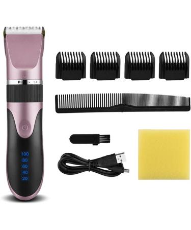 BOKIOESDE Electric Hair Clippers 0.8-2.0mm Rechargeable Barber Man Ceramic Trimmer Low Noise Shaver with Limit Hairbrushes Pink - Buy Online on GoSupps.com