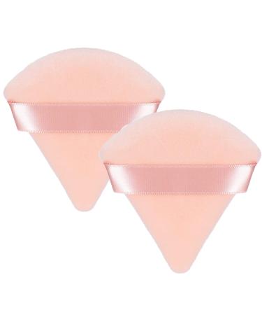 Triangle makeup powder quaste 2/4 piece of face sponge powder puff washable reusable makeup sponge wet dry make -up tool for loose powder or foundation rouge 2 pieces (pink)