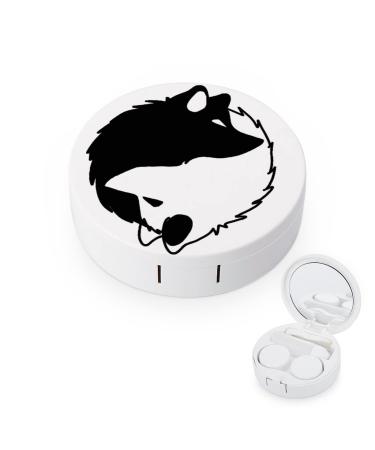 Yin Yang Wolf Round Case For Contact Lens Kit Storage Box with Mirror Printed