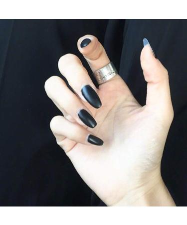 Sethexy 24-Piece Matte Ballerina Black Acrylic Nail Tips for Women & Girls - Medium Coffin Complete Cover - Buy Online on GoSupps.com