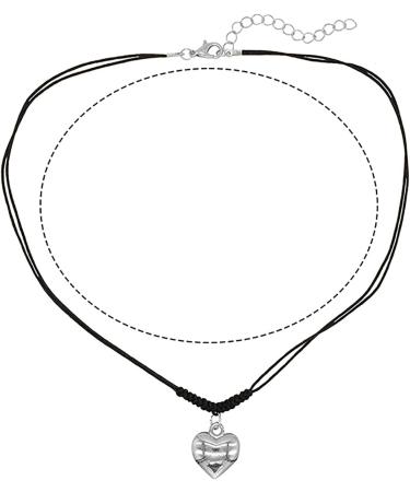 Oralgos Adjustable Black Cord Necklace with Heart Trailer | Stylish Braided Rope & Alloy Chain for Men & Women - Buy Online on GoSupps.com