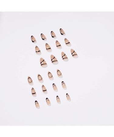Justotry 24 Pieces Almond Black French Artificial Press On Nails - Short Swirl Stiletto Acrylic Fingernails for Women - Buy Online on GoSupps.com