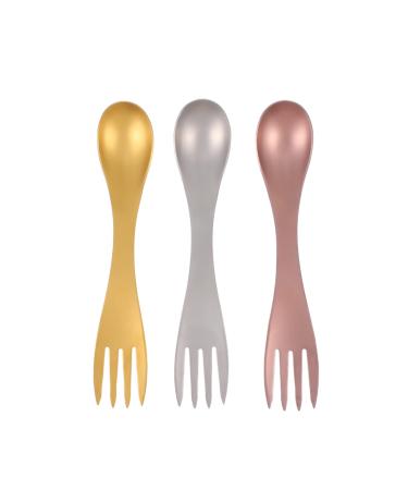 Veemoon Metal Forks 3pcs 2 1 Stainless Steel Spoon Fork Survival Backpacks School Stainless Steel Cutlery Light Cake