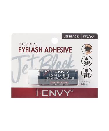 KISS iENVY Individual Cluster Lash Glue, Strong Hold Individual Lash Adhesive, Waterproof Long-Lasting Individual Lash Glue, Jet Black 1 Count (Pack of 1) Jet Black
