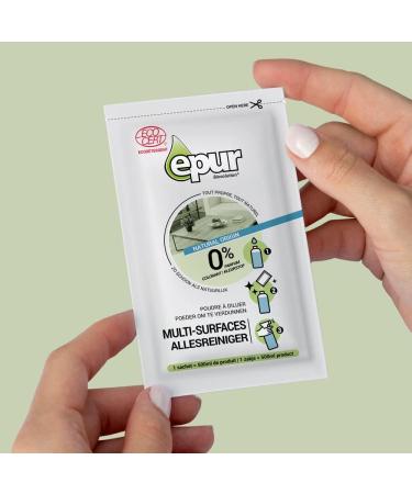 EPUR - Multi-Surface Diluting Powder - Ecological Cleaning - Ecocert Formula 100% Natural - 10 g Powder + 500 ml Water 500 ml of Finished Product 1 x 10 g - Buy Online on GoSupps.com
