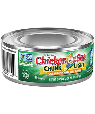 Chicken of the Sea Tuna Chunk Light in Water 50% Less Sodium, 5-Ounce Cans, Pack of 24 - Buy Online on GoSupps.com