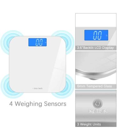 Innotech Digital Bathroom Scale - Easy-to-Read Backlit LCD - White - Buy Online on GoSupps.com