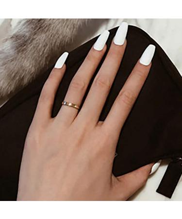 Sethexy Matte Ballerina Pure Color Coffin Nails - Medium Acrylic Art Nail Tips for Women & Girls (White) | International Shipping Available - Buy Online on GoSupps.com