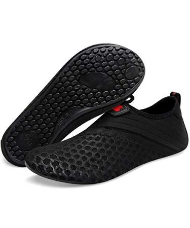 BARERUN Barefoot Quick-Dry Water Sports Shoes Aqua Socks for Swim Beach Pool Surf Yoga for Women Men 14-15 Women/12-13 Men Black Holes
