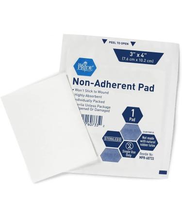 Medpride Sterile Non-Adherent Pads 100-Pack 3x4 - Non-Adhesive & Highly Absorbent Wound Dressing | Painless Removal & Individually Wrapped for Extra Protection - Buy Online on GoSupps.com