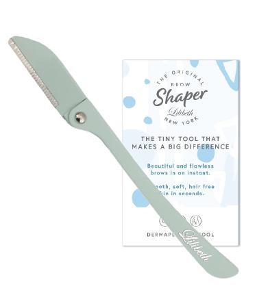 Lilibeth of New York Original Brow Shaper - Foldable Eyebrow Trimmer & Facial Hair Removal Device - Peach Fuzz Trimmer - Dermaplaning Tool for Women - Singles - Mint Green.