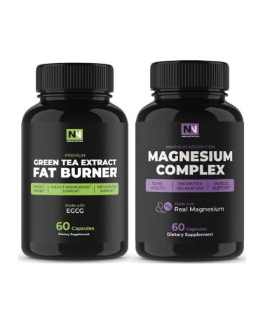 Magnesium Complex - High Absorption Non-GMO Gluten Soy and Dairy Free - 500mg Vegetarian Capsules and Green Tea Weight Loss Pills to Reduce Belly Fat | Appetite Suppressant & Fat Burner