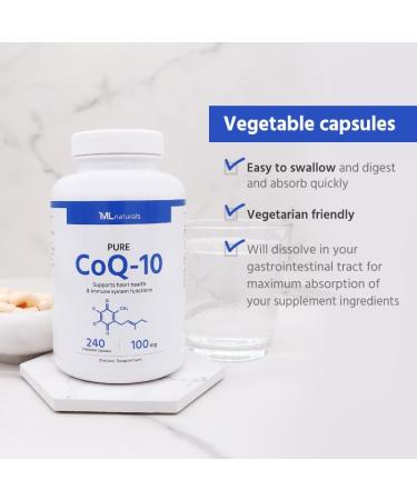 ML Naturals Pure CoQ-10 100 mg 240 Vegetable Capsules. Supports Heart Health, and Immune System Functions, Third-Party Lab Tested 240 Count (Pack of 1) - Buy Online on GoSupps.com