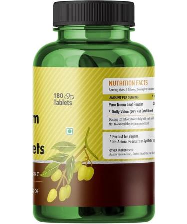 Neem Leaf Tablets -180 Neem 500 mg/Azadirachta Indica Natural Skin Care Skin Wellness Herbal ayurveda Supplement - 180 Tablet - Buy Online on GoSupps.com
