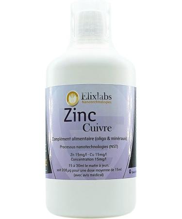 Elixlabs Colloidal Copper Zinc 500 ml High Quality Made in France and 100% Natural - Buy Online on GoSupps.com