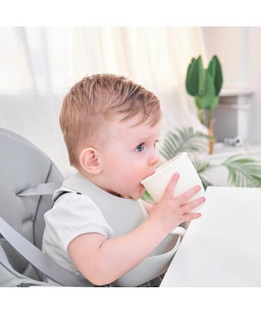 Vemolea 2 Pack Silicone Training Cups for Baby and Kid - BPA Free, Microwave & Dishwasher Safe - White & Grayish Blue - Blue & White Handles Included - Buy Online on GoSupps.com
