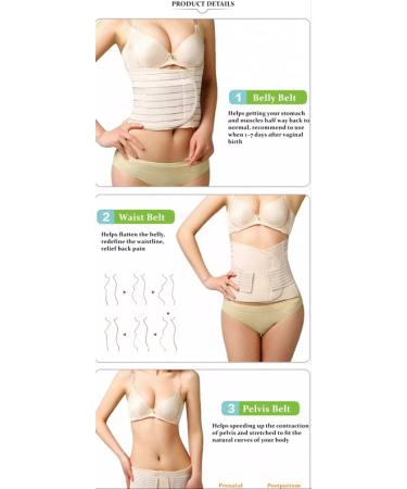 BIONICORE 3-in-1 Postpartum Belly Band Wrap - Abdominal Binder Support Belt for Pregnancy Recovery - C Section Body Shaper in Pink (Size L) - Buy Online on GoSupps.com