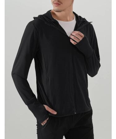Locachy Men's UPF 50+ Sun Protection Lightweight Full Zip Hoodie Jacket - Black, Medium - Buy Online on GoSupps.com