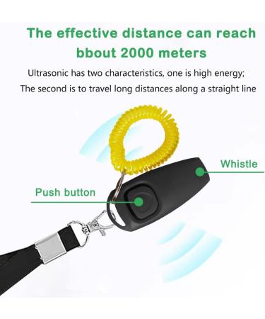 2pcs 2-in-1 Dog Whistle Training Clicker with Wrist Strap and Lanyards Multifunction Long Distance Pet Whistle Pet Recall Training Tool for Sensitive Dogs Puppies(Black+Yellow Size:7.5 x 3.5 x 2cm) - Buy Online on GoSupps.com