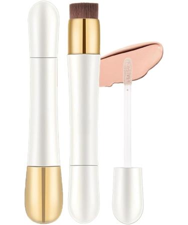 2 in 1 Anti-Wrinkle Foundation, Matte Liquid Concealer with Built-in Brush, Long-Lasting Waterproof Concealer Makeup for Face for Coverage (03#, One Size)
