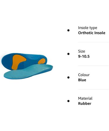 Pro11 Wellbeing Dual Shock Orthotic Sports Insole - Balance Correction & Support for Over Pronation/Plantar Fasciitis (9-10.5) Blue - Buy Online on GoSupps.com
