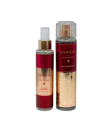 Bath & Body Works Luminous Fine Fragrance Body Mist 8 oz & Luminous Fine Fragrance Shimmer Body Mist 4.9 oz Gift Set packaging with a Blue bow - Buy Online on GoSupps.com