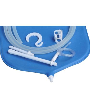 Enema Bag Kit for Colon Cleansing - 4 Quart Open Top with Platinum Cured Silicone Hose - Blue - Buy Online on GoSupps.com