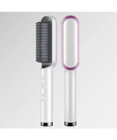Hair Straightener for Women Professional Dryer Brush with Anti-Scald Ceramic Plates and Multiple Temp Settings Frizz-Free Silky Hair Fast Heating Auto-Off Safe (White)