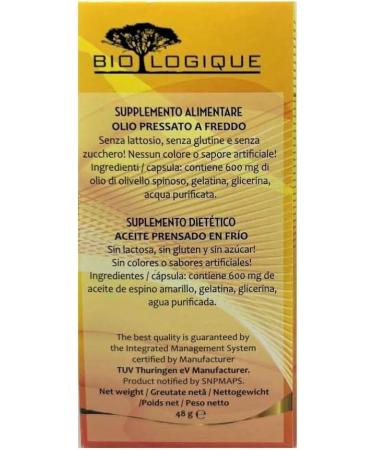 Sea Buckthorn Oil 600mg - Antioxidant Protection Sun Skin Prep & Pigmentation Regulator | 60 Cold-Pressed Capsules - Buy Online on GoSupps.com