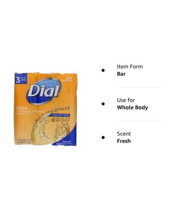 Dial Antibacterial Deodorant Soap Gold 4oz 3 Bars, Fresh Scent, 12 Count Value Pack - Buy Online on GoSupps.com