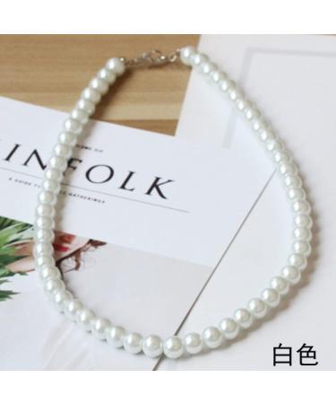 HAODUOO Necklaces For Women 8Mm Simulated Chain Necklace Collier Femme Choker Wedding Bridal Jewelry Party Gifts - Buy Online on GoSupps.com