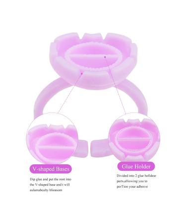 200 PCS Disposable Plastic Glue Cup Rings | 2 Slots - Purple | For Lash Tattoo Nail Art Pigment Eyelash Extension Palette - Beauty Tool Bulk - Buy Online on GoSupps.com
