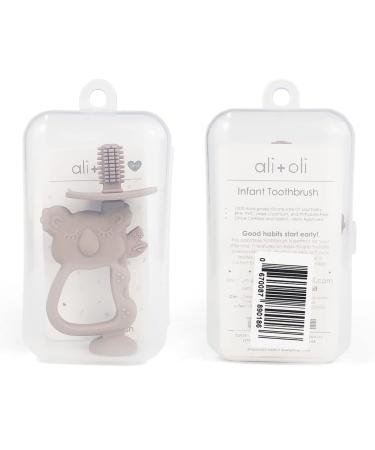Ali+Oli Taupe Baby Toothbrush - Soft Silicone Toddler Teeth Cleaning | 6-18 Months | Cute Animal Design | Baby Oral Care Gift for Boys & Girls - Buy Online on GoSupps.com