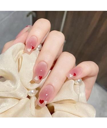 24Pcs/Set Press On Nails Leart-shaped Nail Patch Long False Nails Acrylic Fake Nails Full Cover Nails Tips Artificial Finger Manicure Press on nails for Women and Girls - Buy Online on GoSupps.com