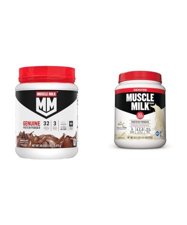 Muscle Milk Genuine Protein Powder Chocolate 1.93 Pounds 12 Servings 32g Protein 3g Sugar & Lean Muscle Vanilla Creme Protein Powder 1.93 Pound (Pack of 1)