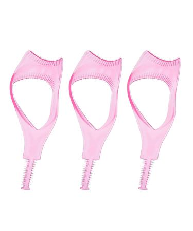 3Pcs Pink Lashes Buddy Eye Lash Mascara Guard Applicator Eyelash Comb Easy to Clean Fits Eye Shape 3-in-1 Faux Crystal Eyelash Brush Female Supply Eyelash Curlers