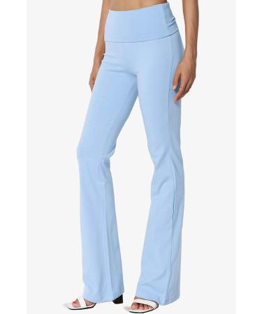 TheMogan Women's Comfy Stretch Cotton Boot Cut Lounge Yoga Pants - Light Blue - Buy Online on GoSupps.com