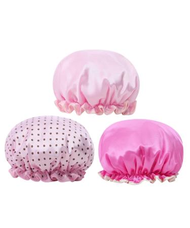 FRCOLOR Hair Bonnet Womens Shower Caps Bath Visor 3pcs Curly Hair Cap Double Layer Bath Shower Hats Double Layers Bathing Cape Thicken Bathing Elastic Bath Cap Bathing Caps Water Proof