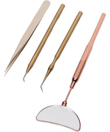 Shanrya Eyelash Extension Tweezers Mirror Set Eyelash Extension Mirror 4Pcs Detachable High Definition for Makeup Rose Gold - Buy Online on GoSupps.com