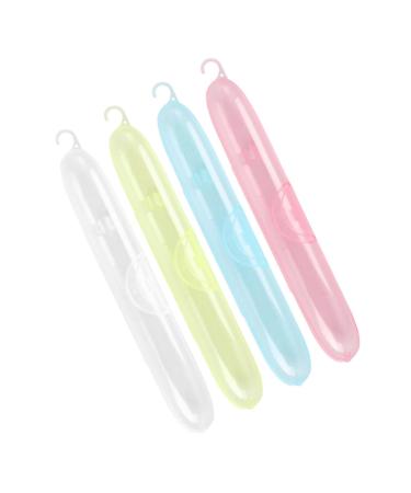 Lalafina 4 pieces toothbrush box travel color high definition transparent business trip portable uncomfortable hanging storage box protective cover toothbrush case toothpaste