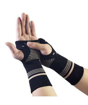 Faddare Copper Infused Wrist Support Sleeves - 1 Pair for Injury Recovery & Arthritis Relief (Left & Right Hand - Buy Online on GoSupps.com