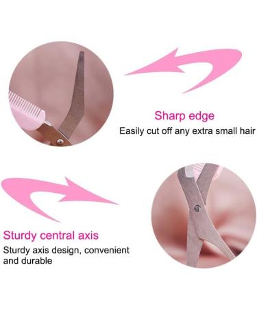 Pink Stainless Steel Eyebrow Grooming Shear Scissors with Plastic Comb - AKOAK 1 Count - Buy Online on GoSupps.com