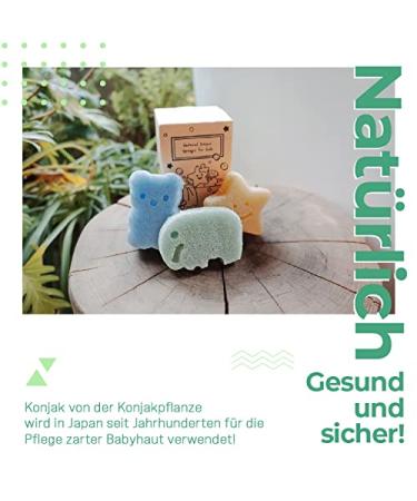 Myhomebody Konjac Bathing Sponge Set for Babies | Natural & Safe Bathing Sponges - Elephant Bear & Star (3 Pieces) - Buy Online on GoSupps.com