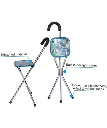 Walking Stick with Seat Stainless Steel Portable Folding Cane Seat Cane Unisex Lightweight Travel Crutch for The Elderly for Elderly Gift - Buy Online on GoSupps.com